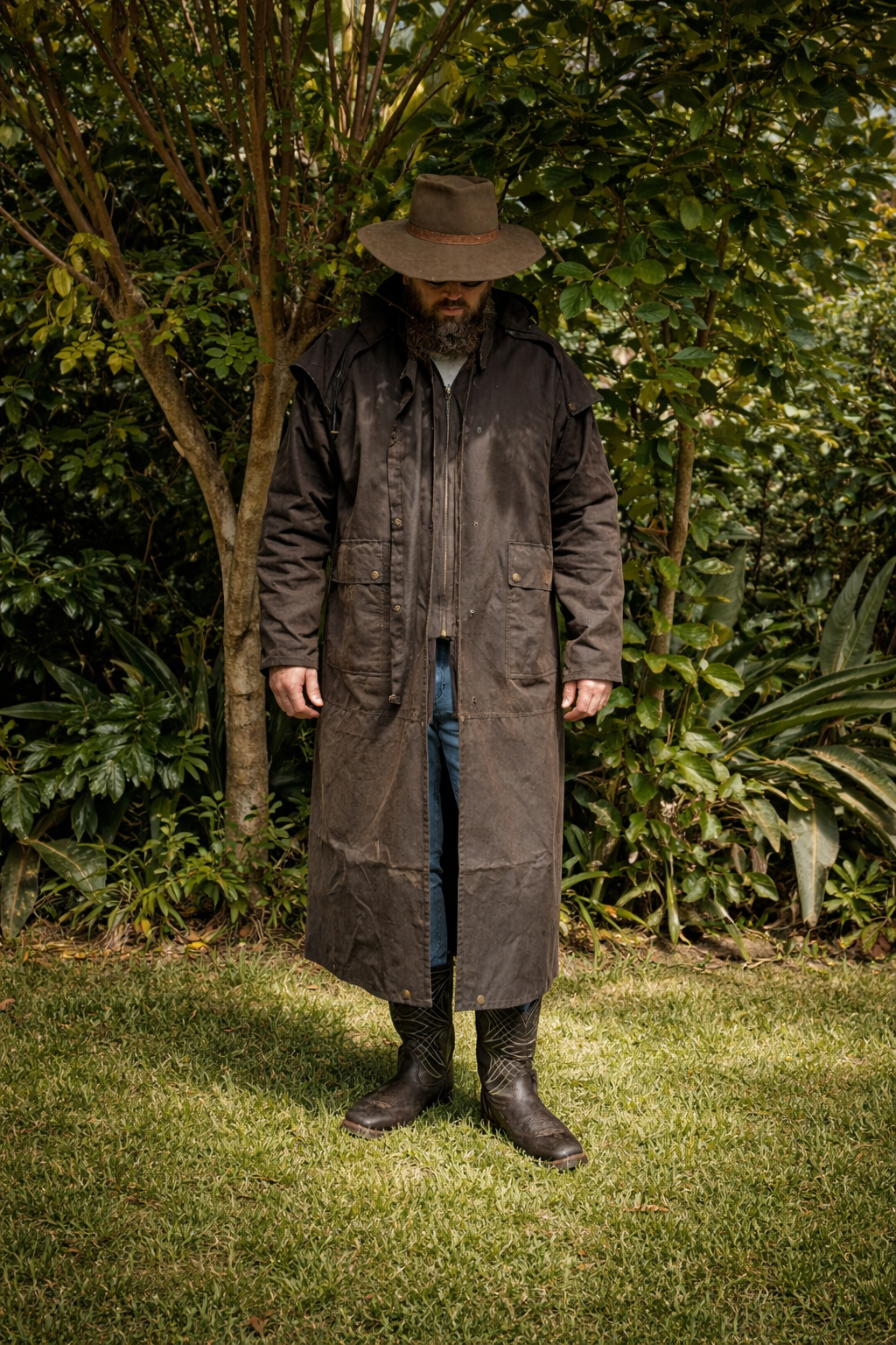 Ironbark Ranger - Long Coat - Oilskin - Dark Brown (Poseidons Rage Edition - Blackspur Collaboration)